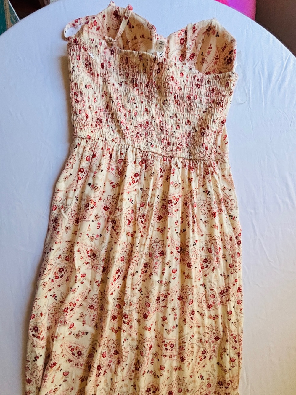 Lily Rose White Paisley Dress with Pink Floral Accents Women’s Size Medium - Picture 3 of 11